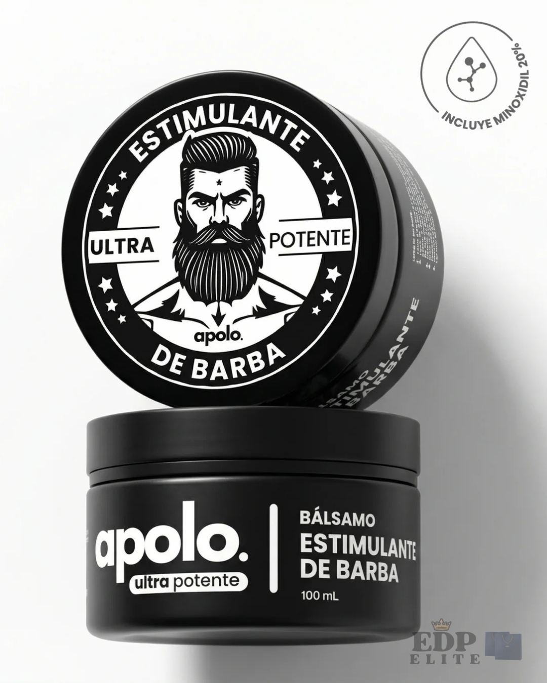Minoxidil 20% Bálsamo Apolo Ultra-Estimulante de Barba (Cero Resequedad) – 100mL