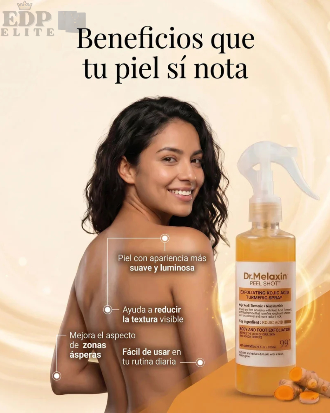 Dr. Melaxin Peel Shot™ | Spray Exfoliante Corporal con Ácido Kójico y Cúrcuma