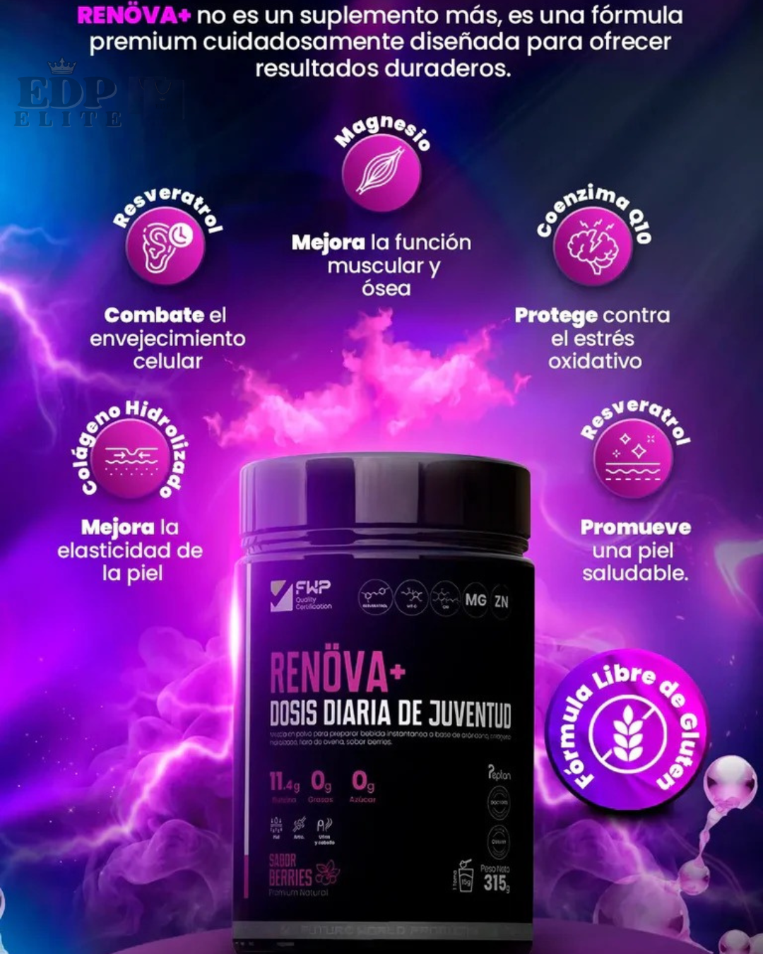 RENÖVA+ | Colágeno con Biopéptidos Activos + 21 Vitaminas