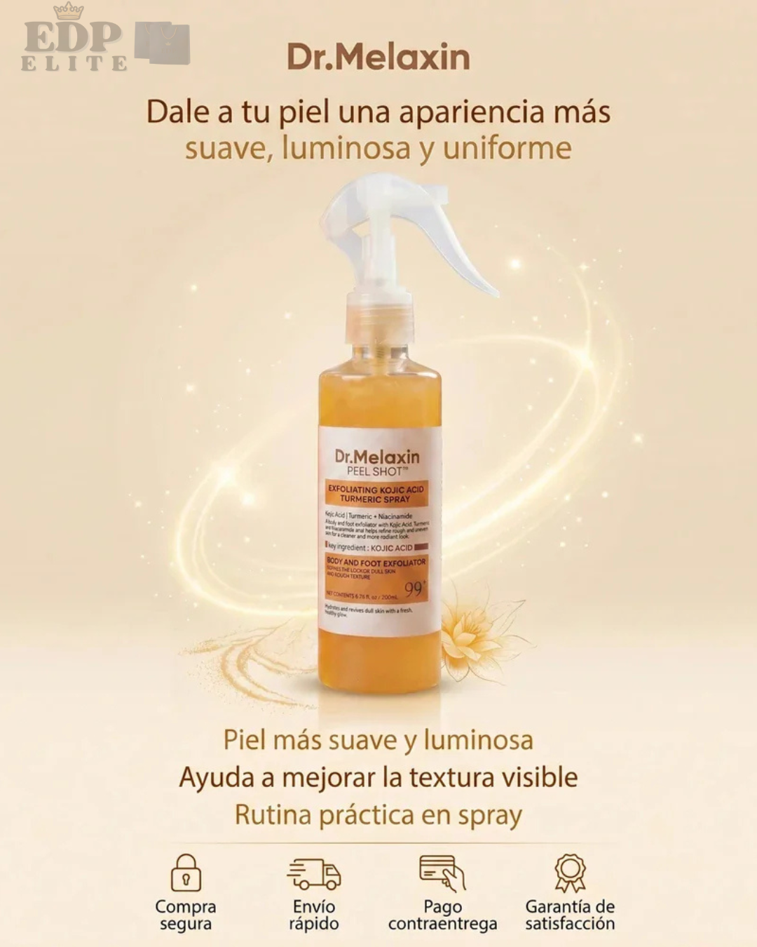Dr. Melaxin Peel Shot™ | Spray Exfoliante Corporal con Ácido Kójico y Cúrcuma